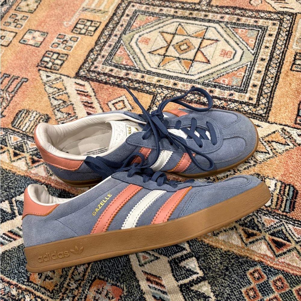 Adidas Gazelle Blue and Coral Sneakers